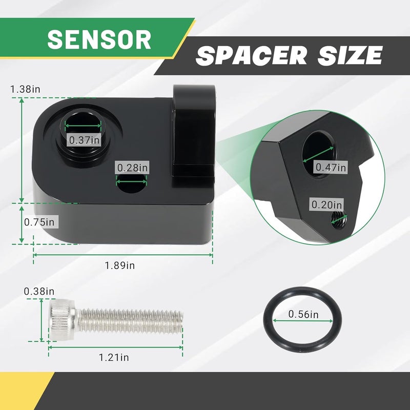 Rendrox Intake Air Pressure and Temperature Sensor + Black Spacer Kit Fit for Chevrolet Silverado GMC Sierra 2500HD 3500HD 6.6L Diesel Engine 2017-2024, Replace 12681993 Manifold Pressure (MAP) Sensor - Image 5